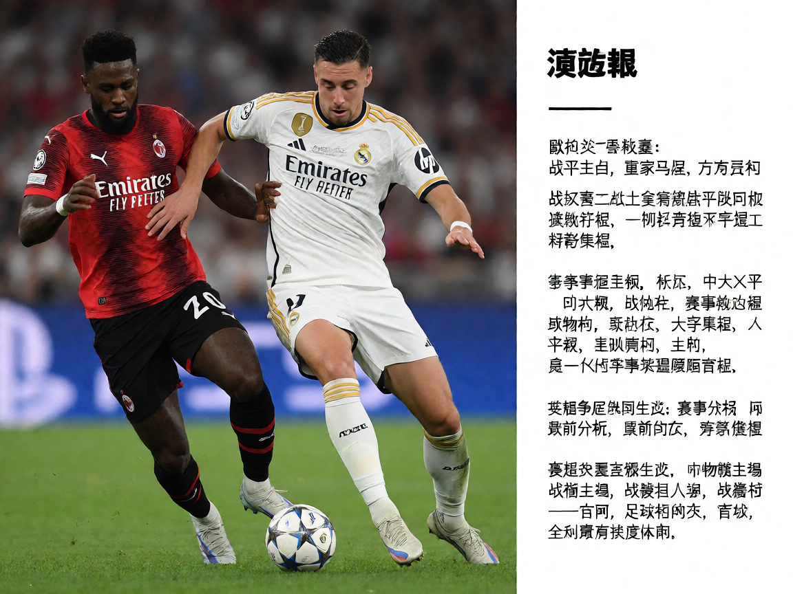 欧冠联赛比赛现场，球员在欧冠赛场激烈对抗